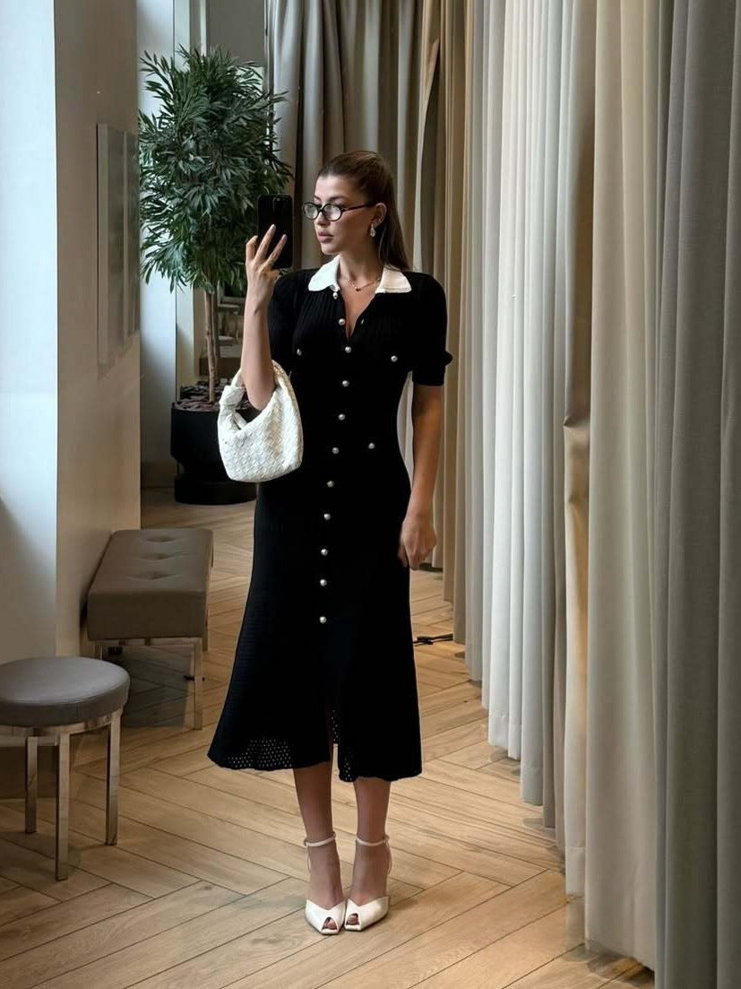 French Style Design Temperament Single Breasted Dress