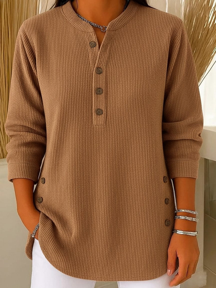 Women's Corduroy Solid Color Loose Casual Button Blouses