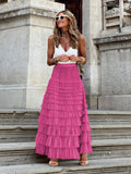 Women's French Style Long Autumn Elegant Solid Color High Waist Net Skirts