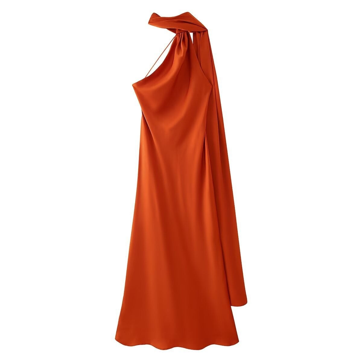 Women's Summer Silk Satin Texture Ribbon Halter Dress