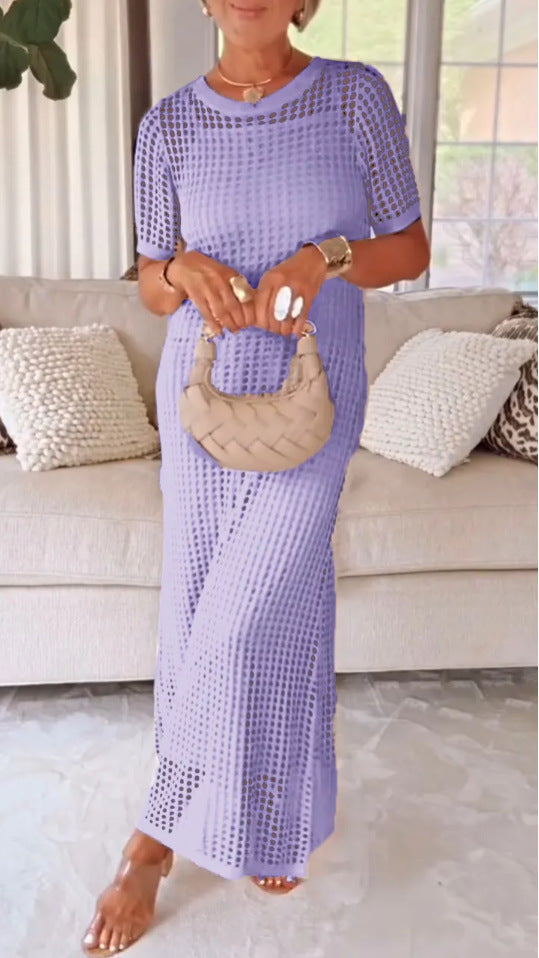 Women's Round Neck Hollow Air Two-piece Set Dress