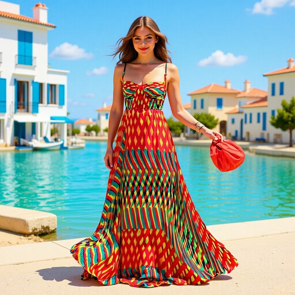 Women's Summer Strap Fashion Temperament Printed Dress