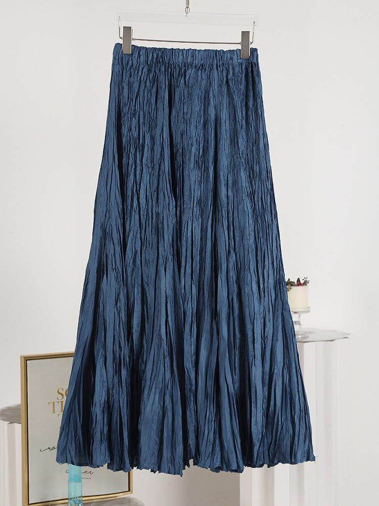 Color Large High Waist Slimming Elastic Casual Skirt