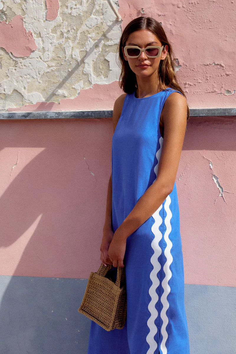 Women's Summer Fashion Casual Collar Lace Shoulder Strap Dress