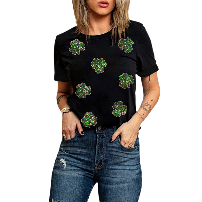 Women's Solid Color Casual Woman's Sleeve Pullover Round Tops