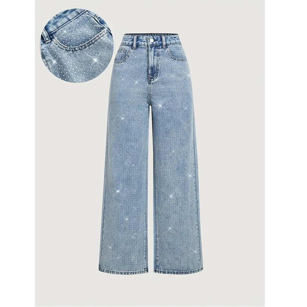 Women's Casual Loose Low Waist Sexy Rhinestone Pants
