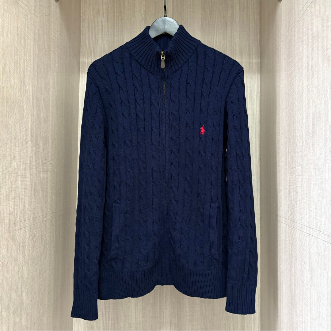 Women's & Men's Twist Knitted With Full Zipper Pony Women's Sweater
