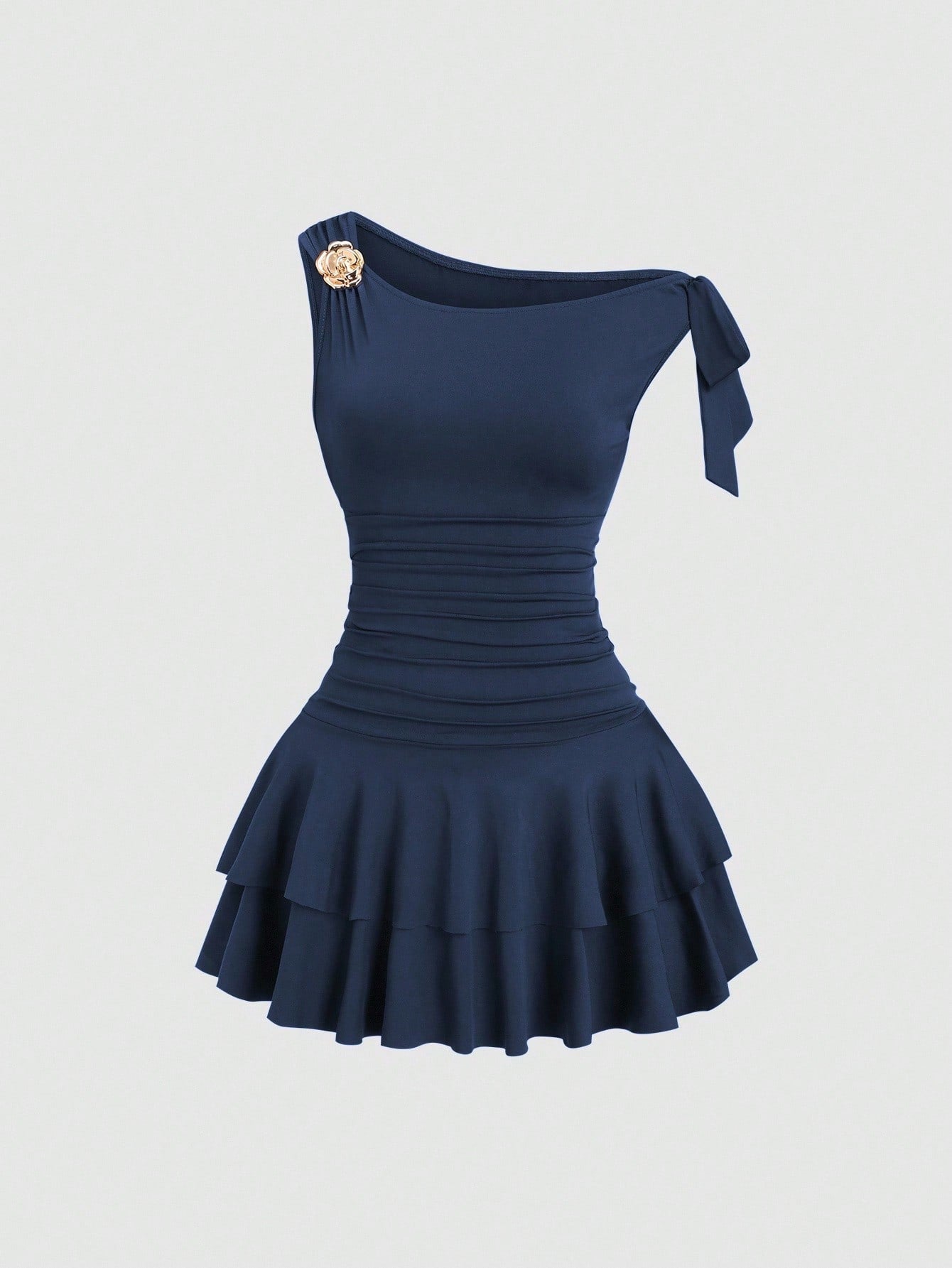 Fashionable Elegant Backless Design Cake Halter Dress