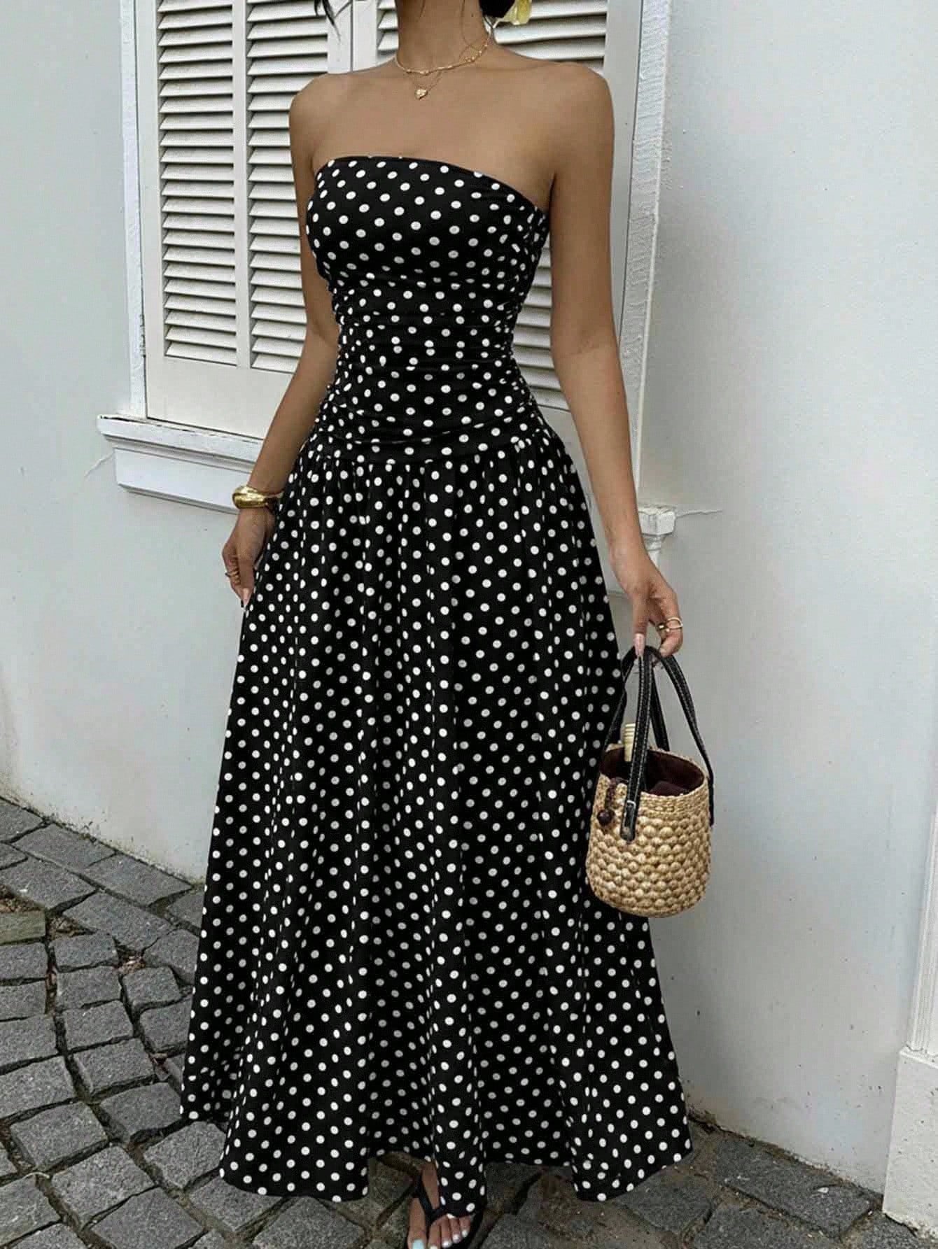 Sexy Polka Dot A- Line Elegant Dress