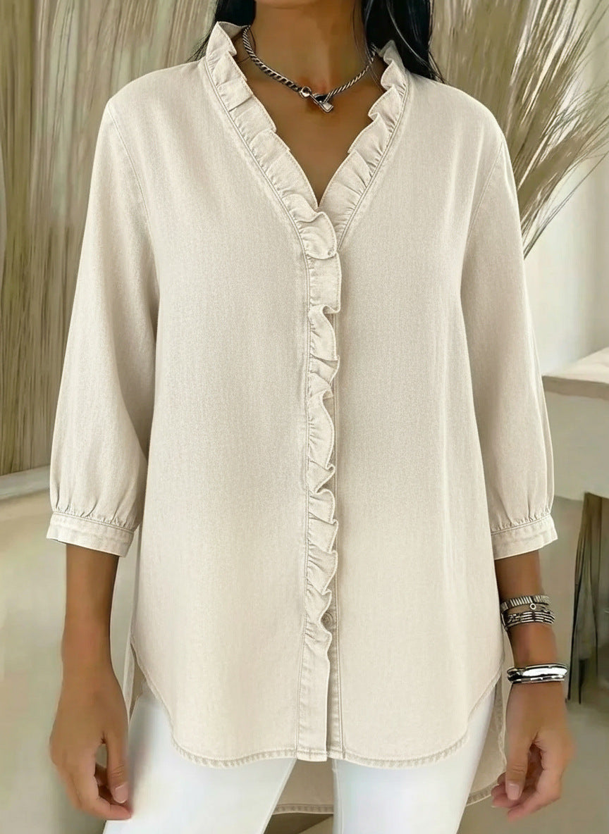 Beautiful Innovative Women's Casual Flounce Shirt Blouse