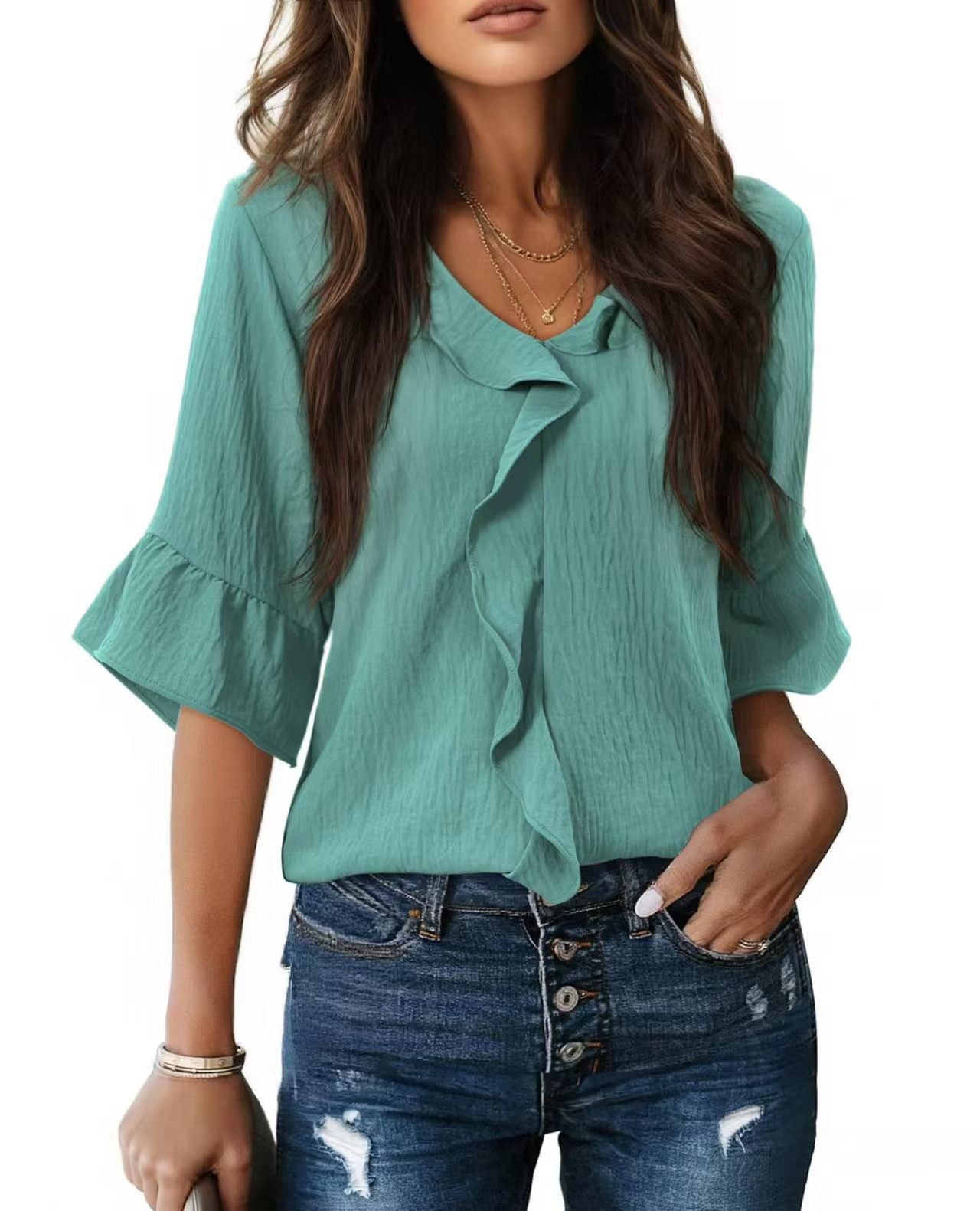 Versatile Popular Pretty Fashionable Ruffled Loose Tops