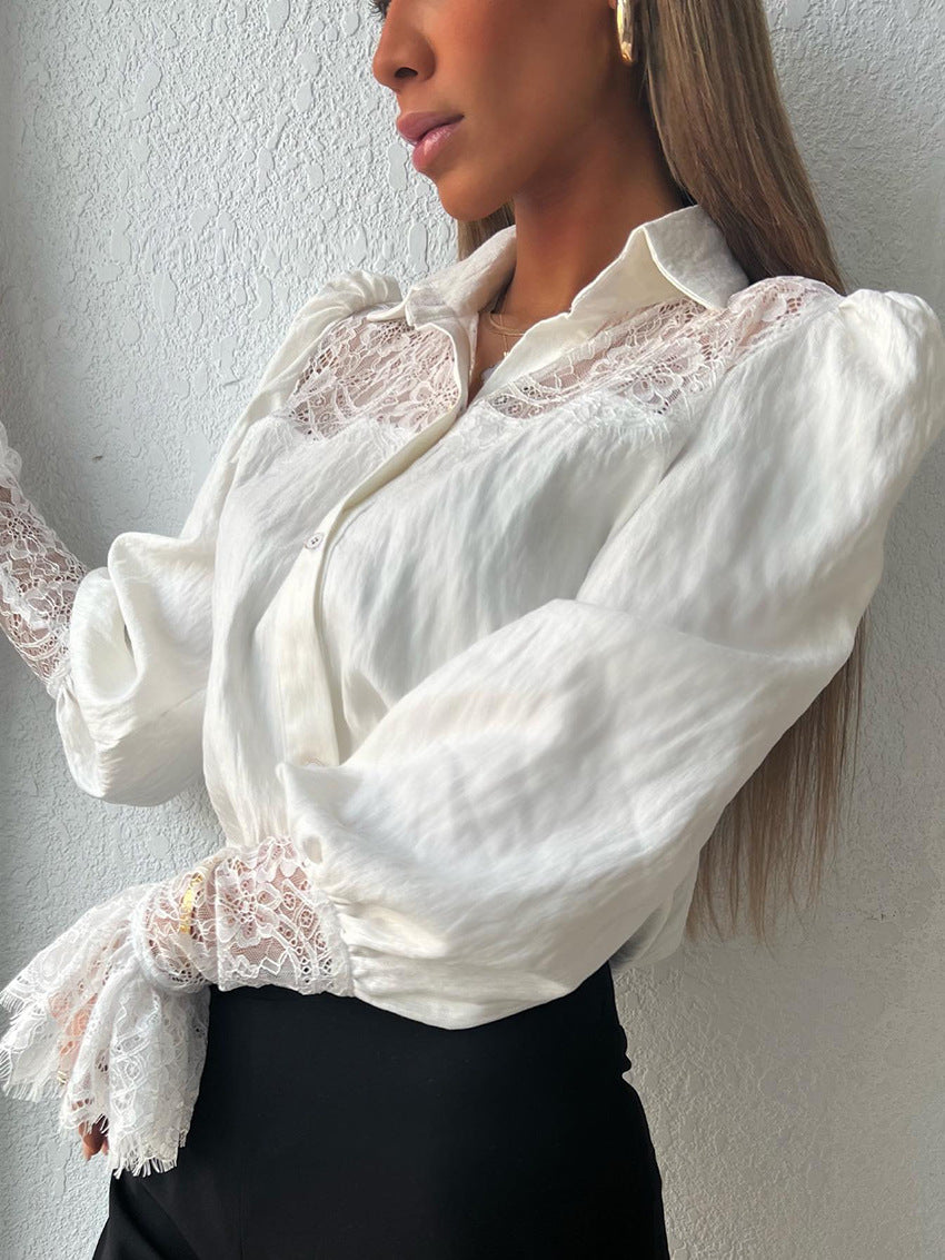 Unique Fashionable Elegant Ruffle Sleeve Shirt Blouse