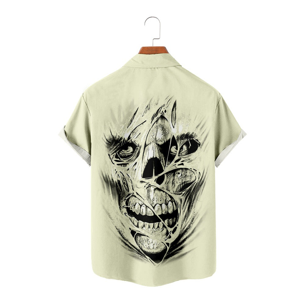 Skull Peripheral Digital Printing Casual Short-sleeved Blouse