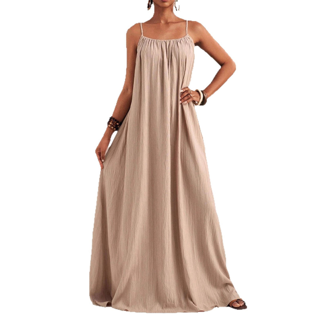 Summer Fashion Elegant Solid Color Sling Large Dress