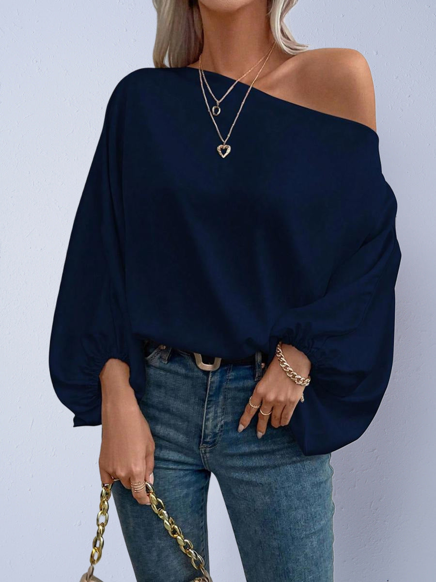 Women's Satin Shirt Winter Fashionable Asymmetric Blouse