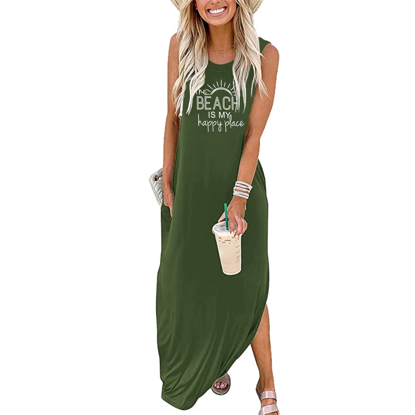 Women's Letter Vintage Print Round Neck Vests