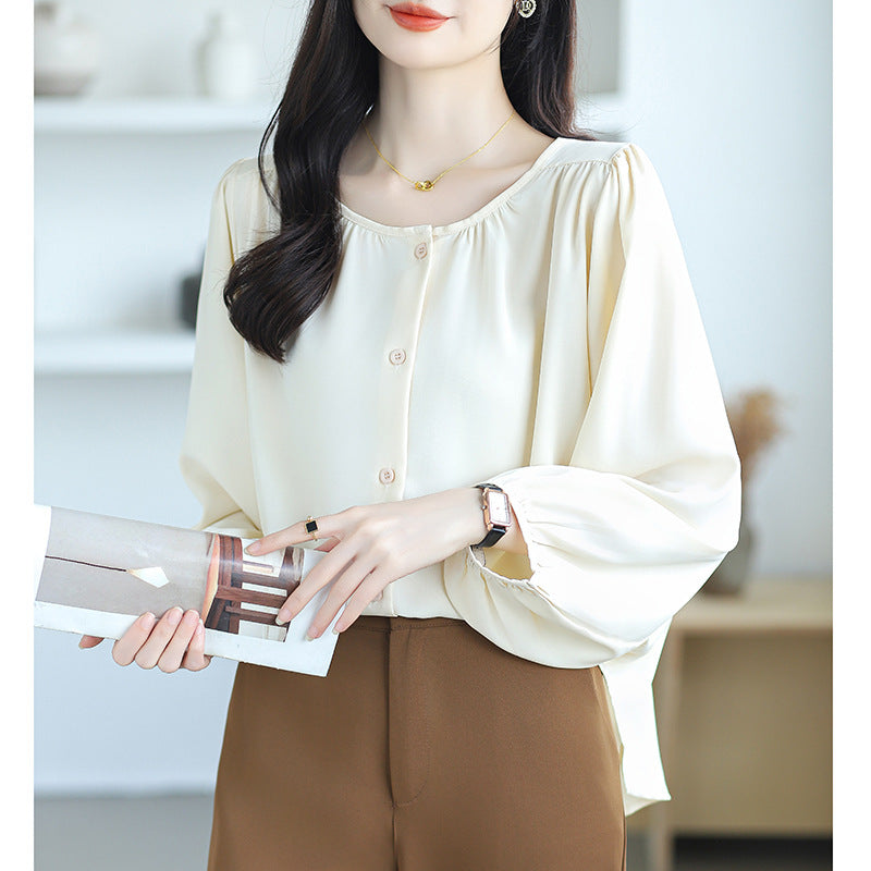 Women's Shirt Large Loose Leisure Slimming Belly Covering Elegant Blouse