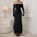 Versatile Autumn Swing Long Mesh Stitching Dress