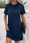 Women's Solid Color Ruffled Sleeves Round Neck Dress