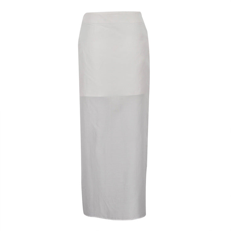 Women's Fashionable Black Mesh Design High Waist Skirts