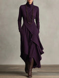 Women's European Solid Color Long Sleeve Cross Dress