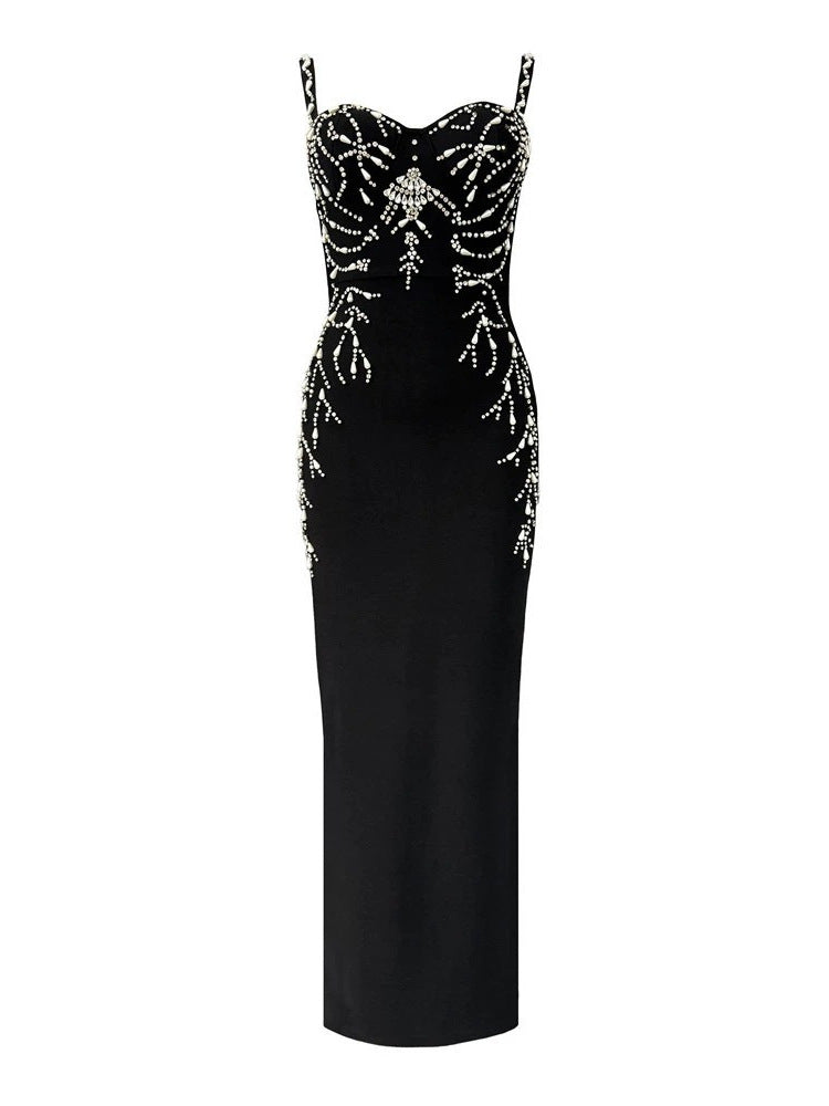 Set Diamond Sling Bandage Sexy Slim Sleeveless Fashion Backless Dress