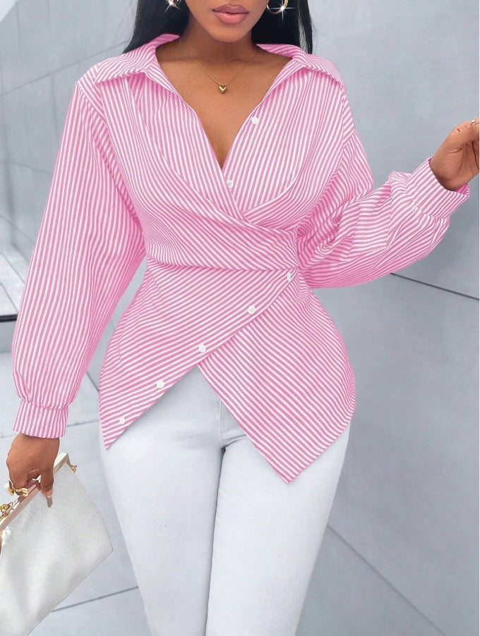 Women's Sexy Striped Long Sleeve Shirt Blouse
