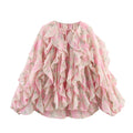 Women's Fashion Casual Ruffled Long-sleeved Shirt Blouse