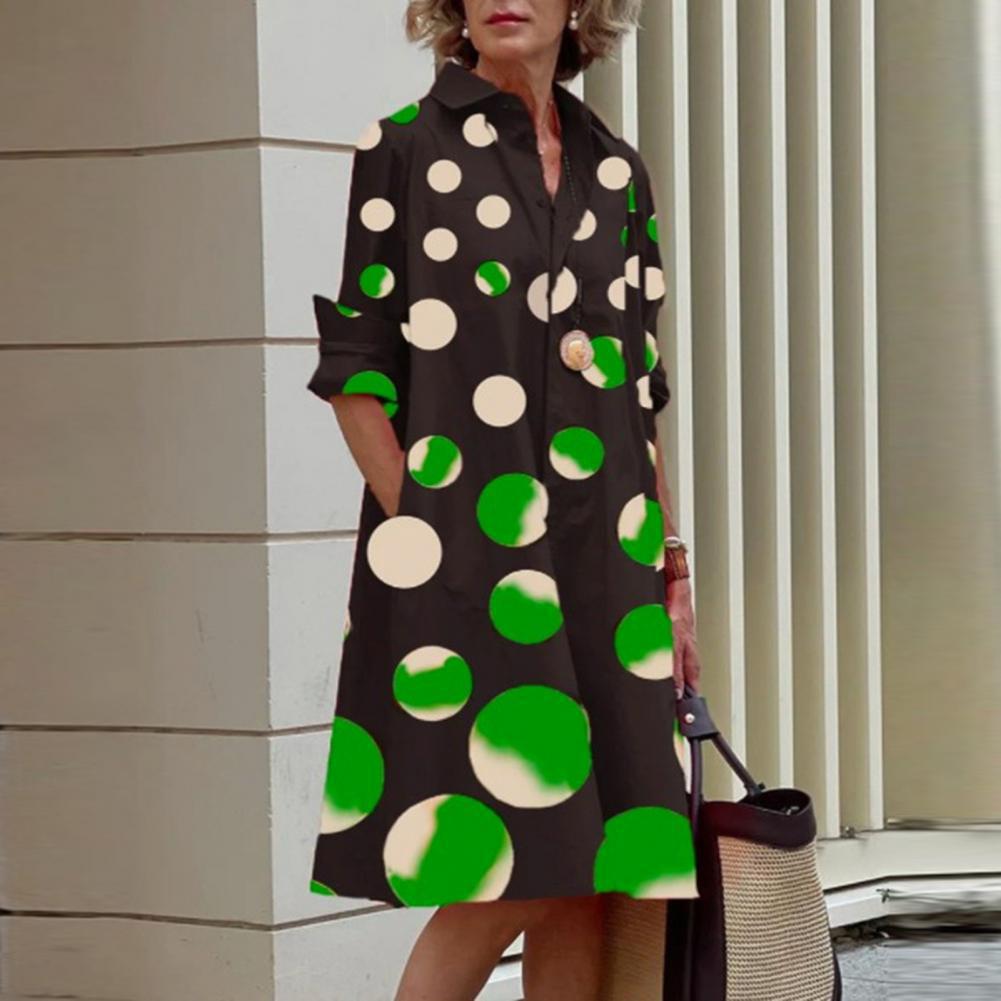 Elegant Polka Dot Collar Long Sleeve Blouse