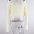 Women's Sexy Mesh Sweet Pleated Flared Long-sleeved Tops