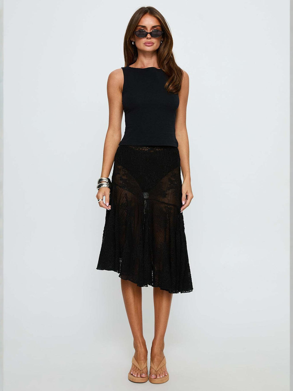 Women's Hollow Lace Summer Irregular Bandage Dress Slimming Hot Skirts