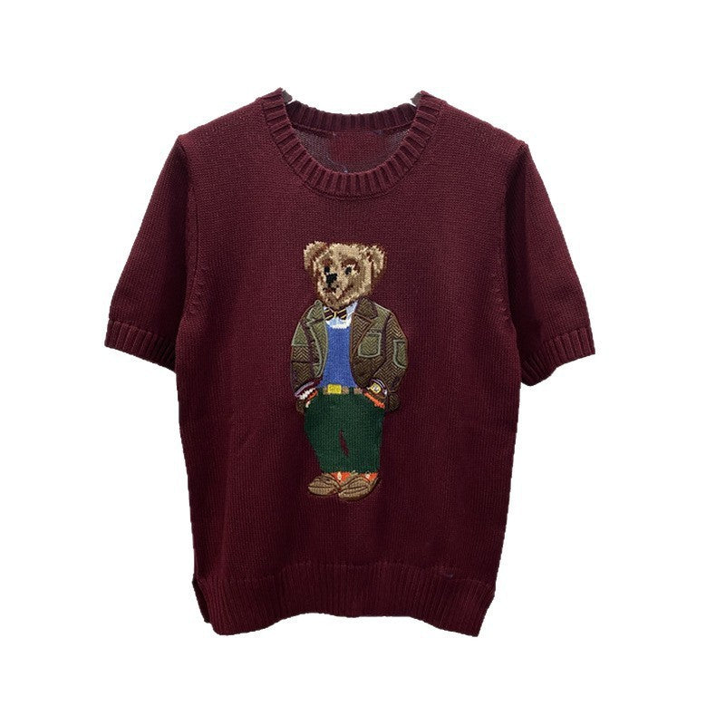 Women's High Quality Cartoon Jacquard Bear Sleeve Shorts