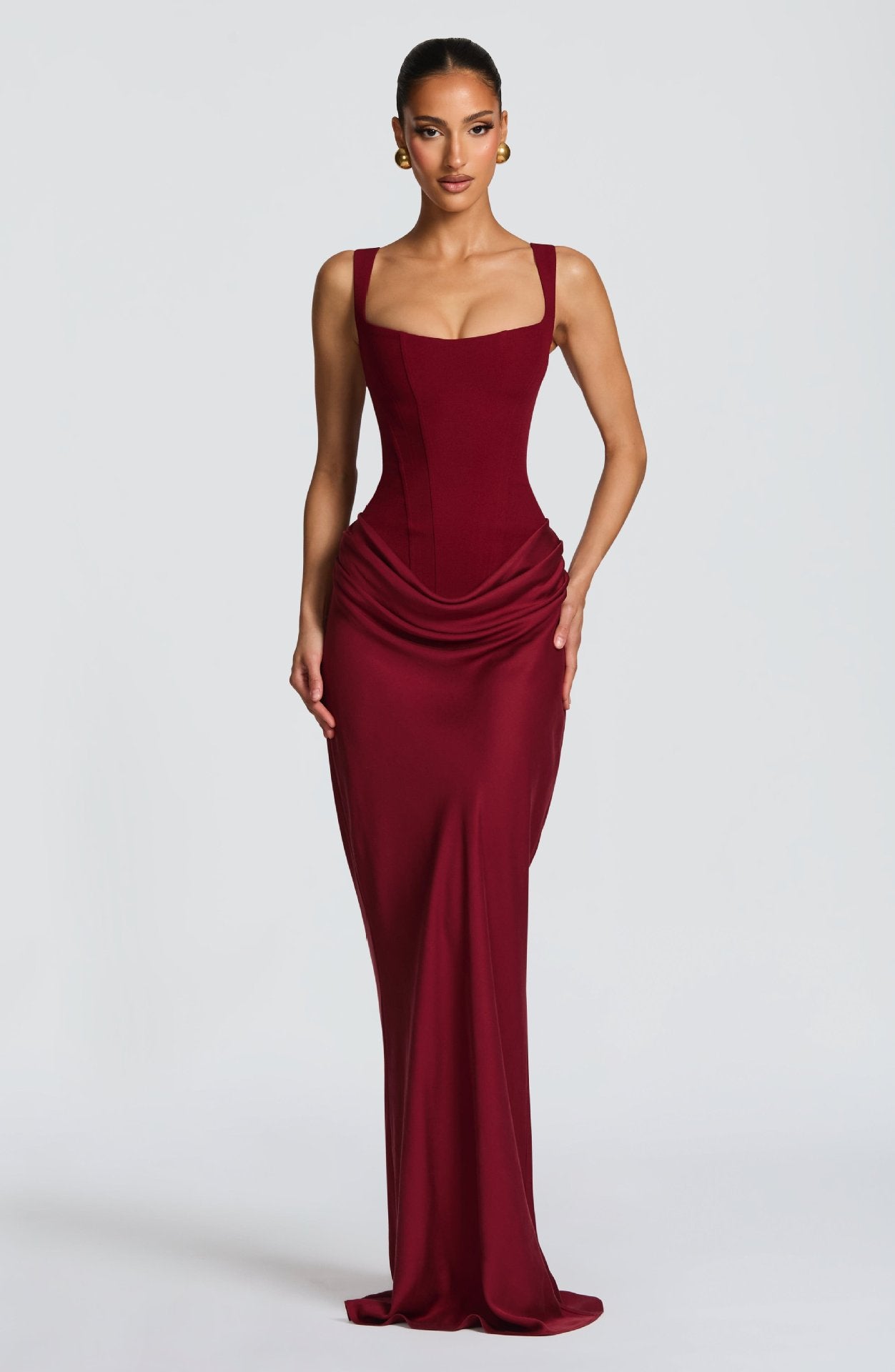 Color Sexy Fashion Sleeveless Pleated Square Collar Dress