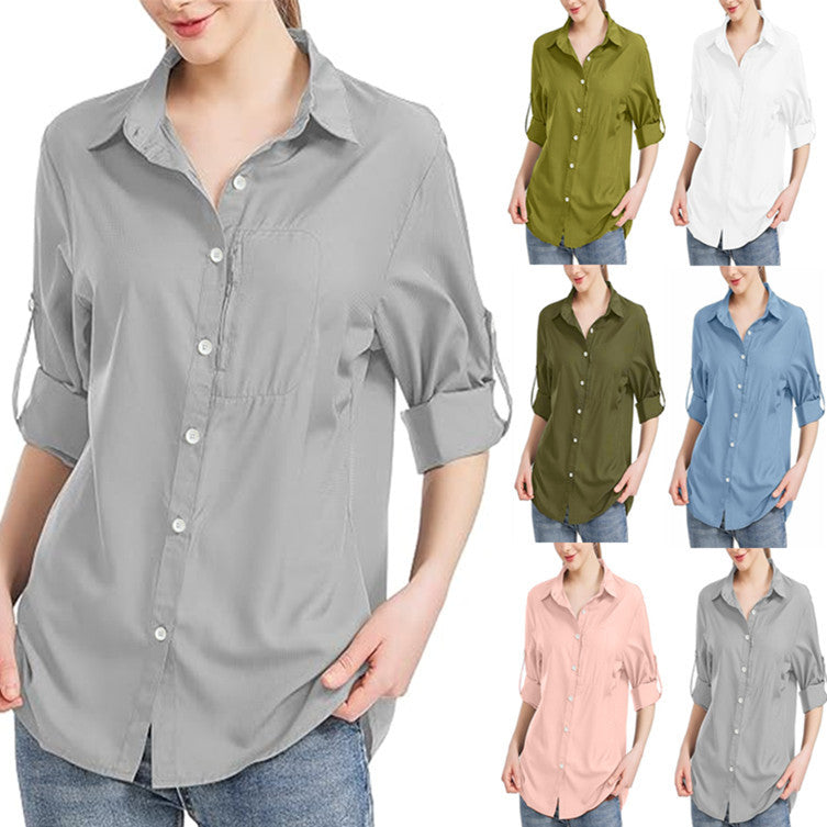 Comfortable Versatile Women's Zipper Pocket Autumn Blouse