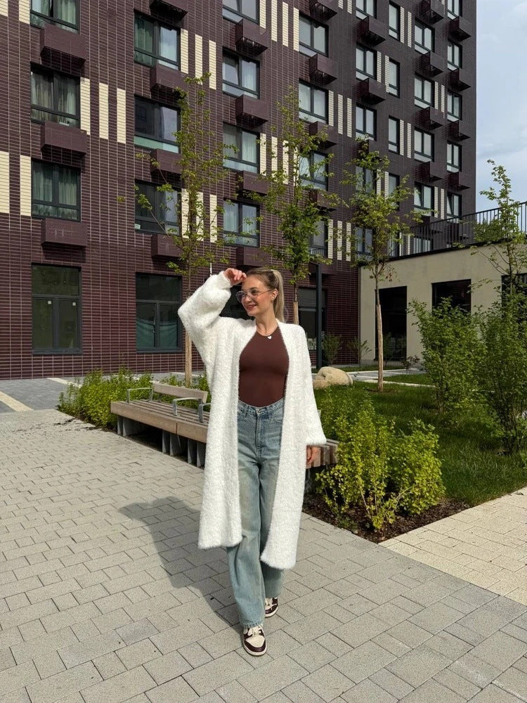Women's Imitation Mink White Loose Plush Fluffy Women's Sweater