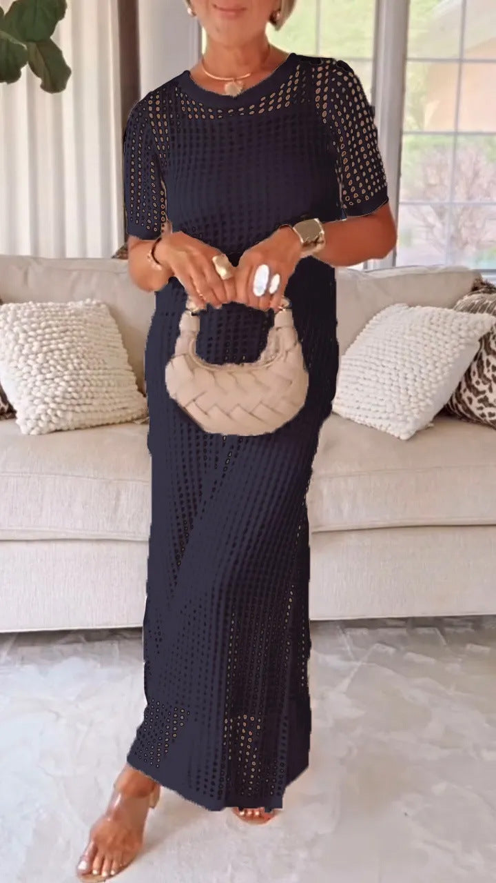 Versatile Elegant Women's Round Neck 5-point Dress