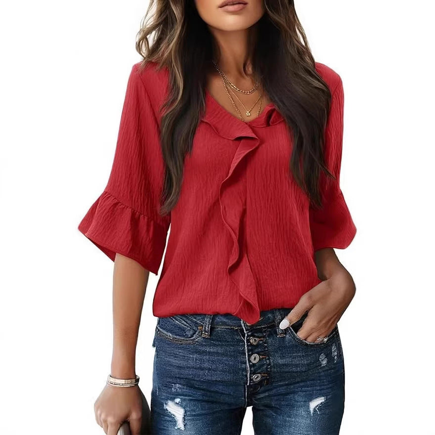 Versatile Popular Pretty Fashionable Ruffled Loose Tops