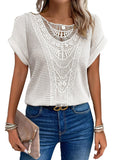 Fashion Beautiful Women's Lace Patchwork Short-sleeved Women's T-shirt