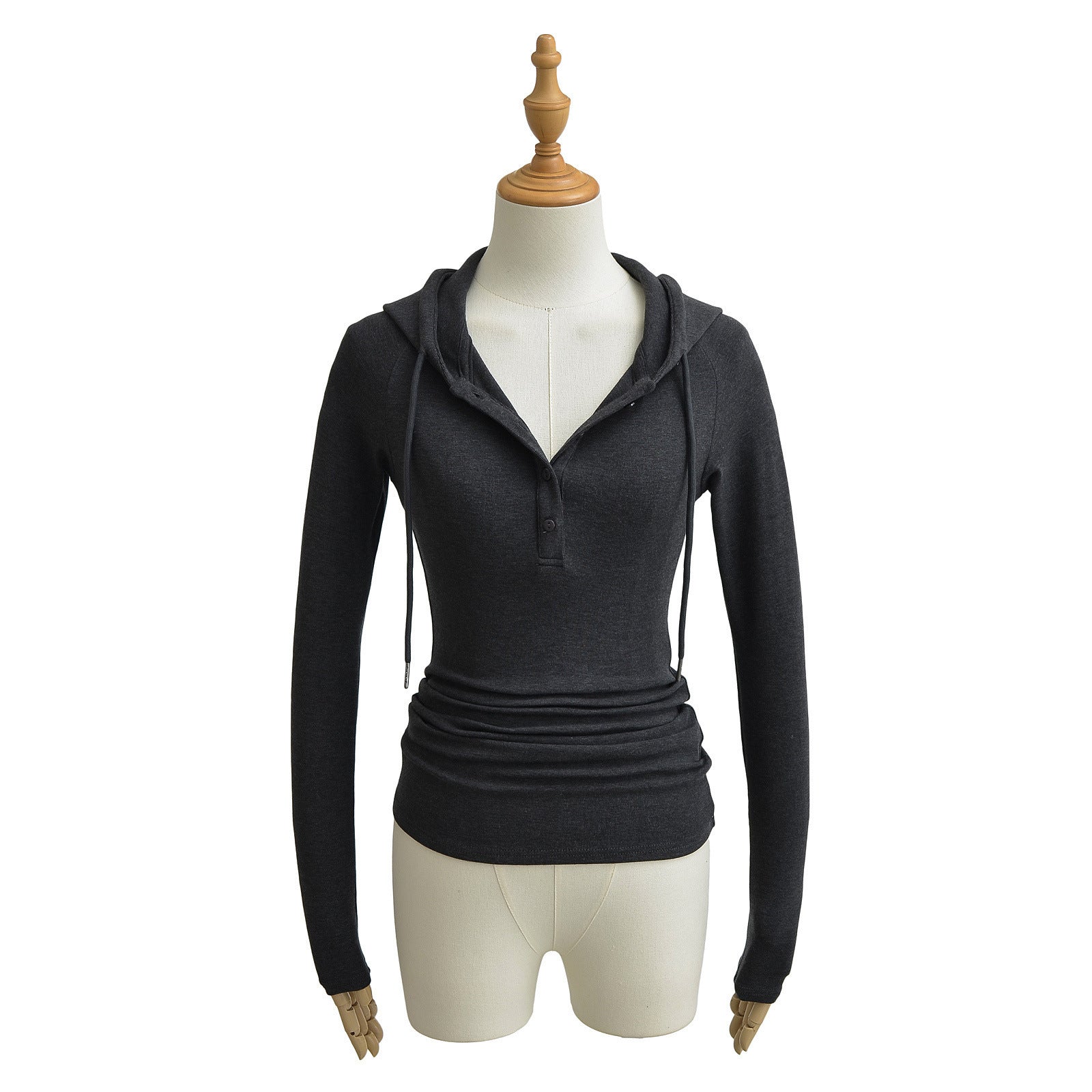 Women's Hoodie With Drawstrings Bottoming Long Waist Pleated High Women's T-shirt
