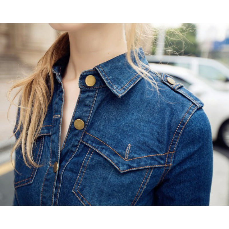 Glamorous Women's Sexy Long-sleeved Denim Long Dress