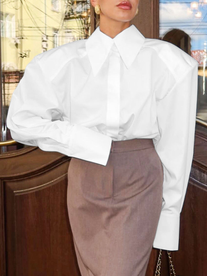 Women's Spring Long-sleeved Shirt Commuter Office Professional Lady Blouse