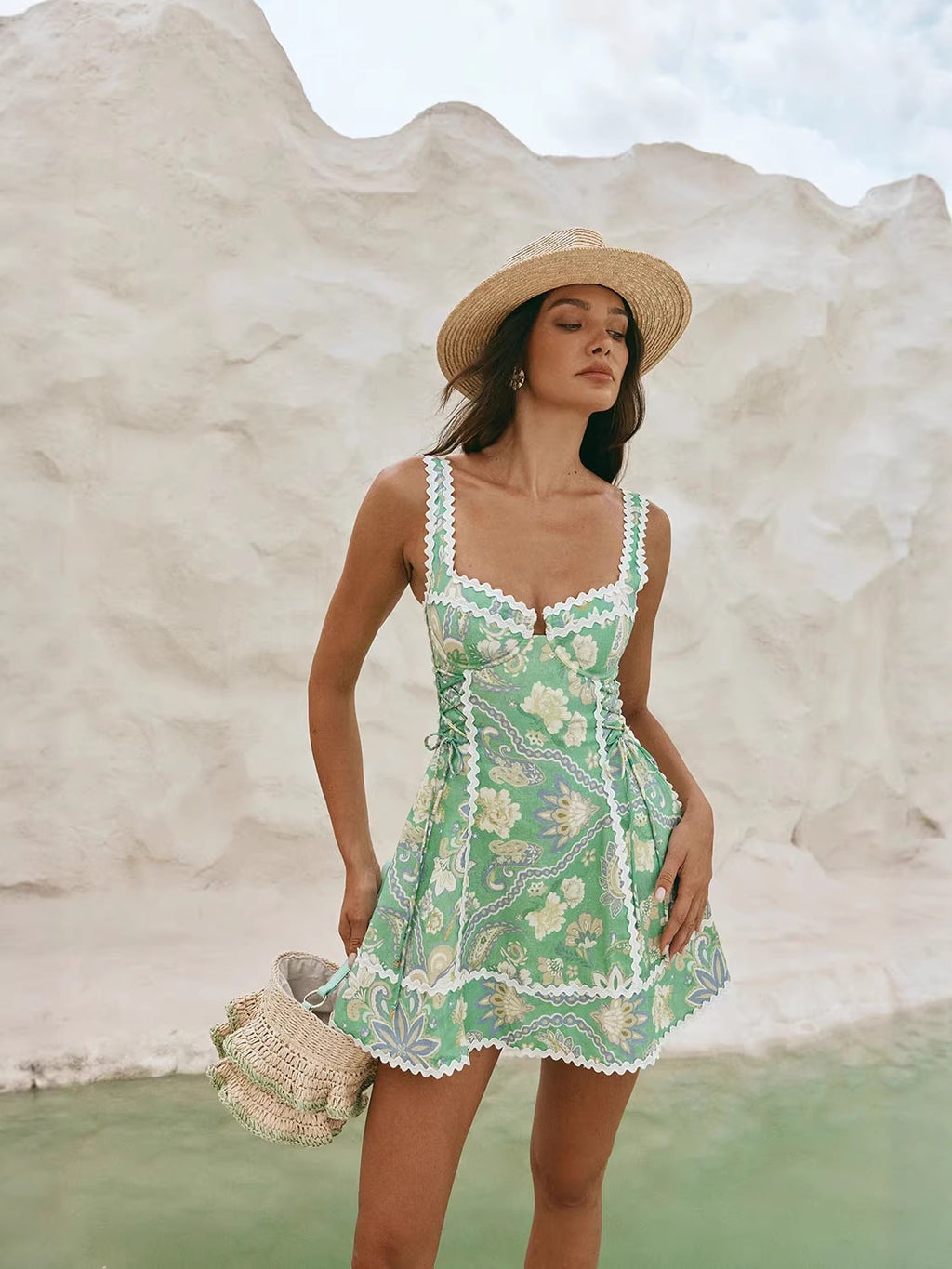 Creative Personalized Fashion Linen Sleeveless Lace Dress