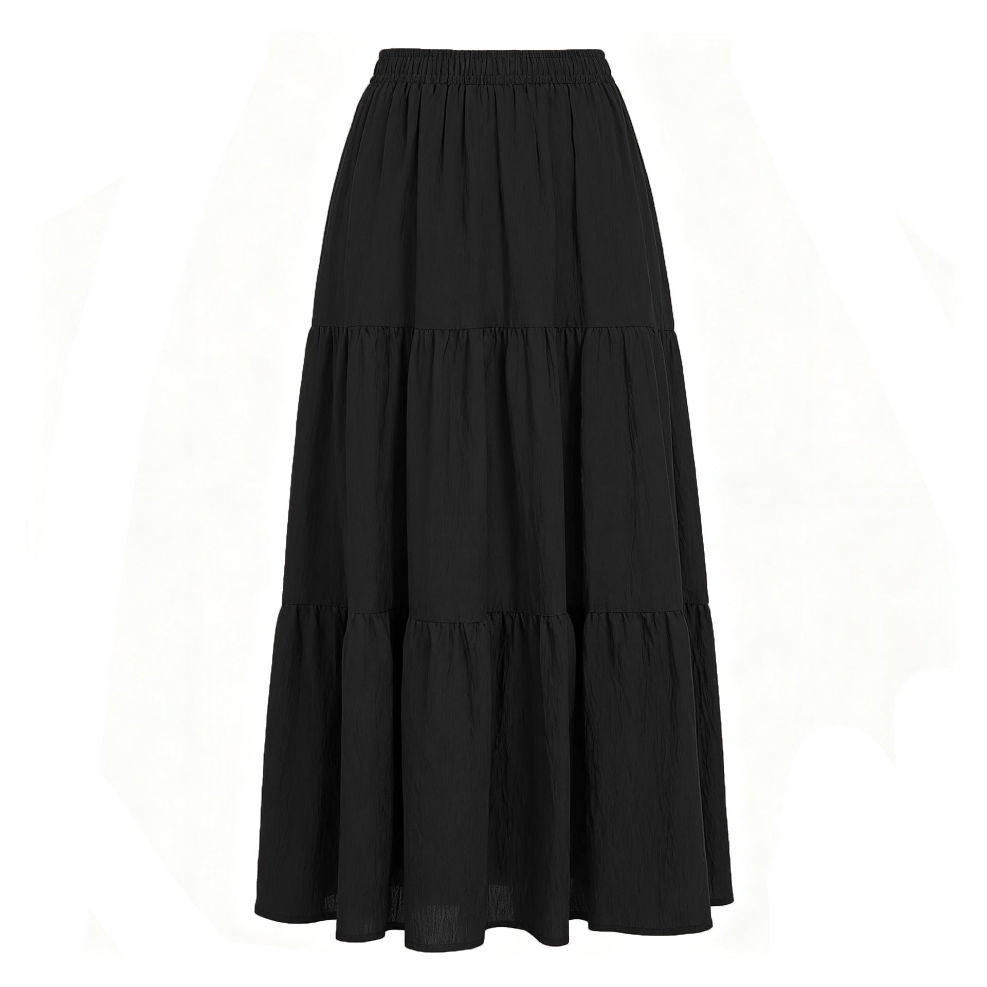 Women's Linen Pocket High Waist Elastic Band Lining Skirt