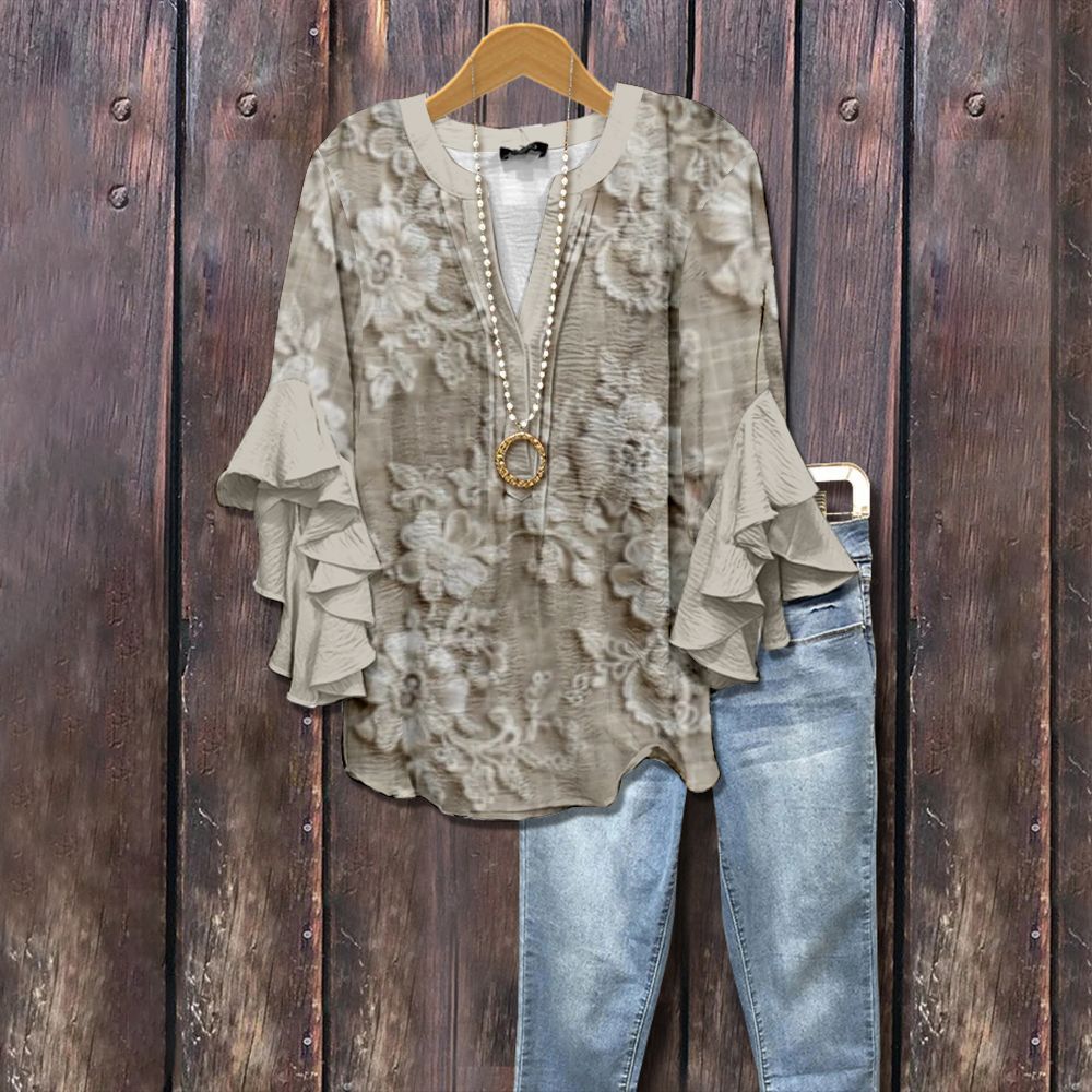Women's Element Printing Digital Casual Trend Lotus Women's T-shirt