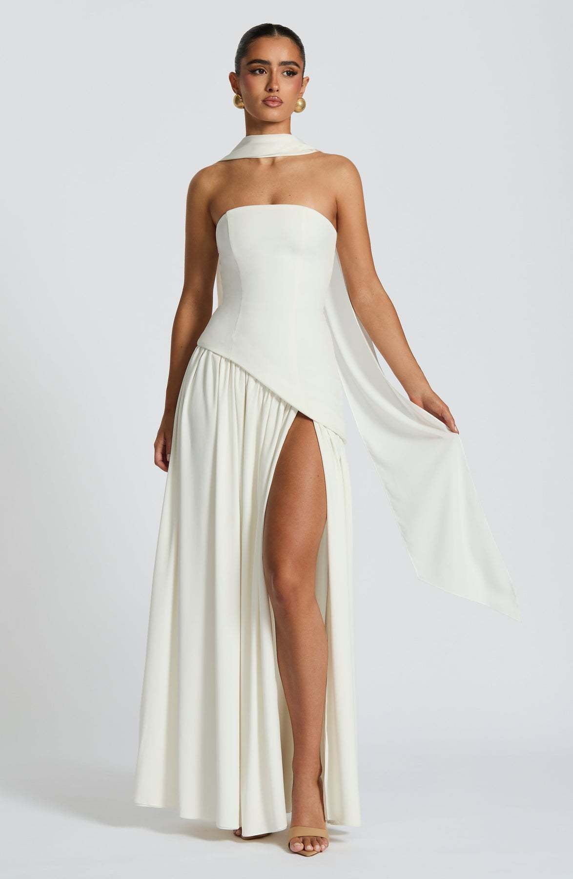 Women's Tube Pure Color Tied Fashion Sexy Backless High Slit Dress