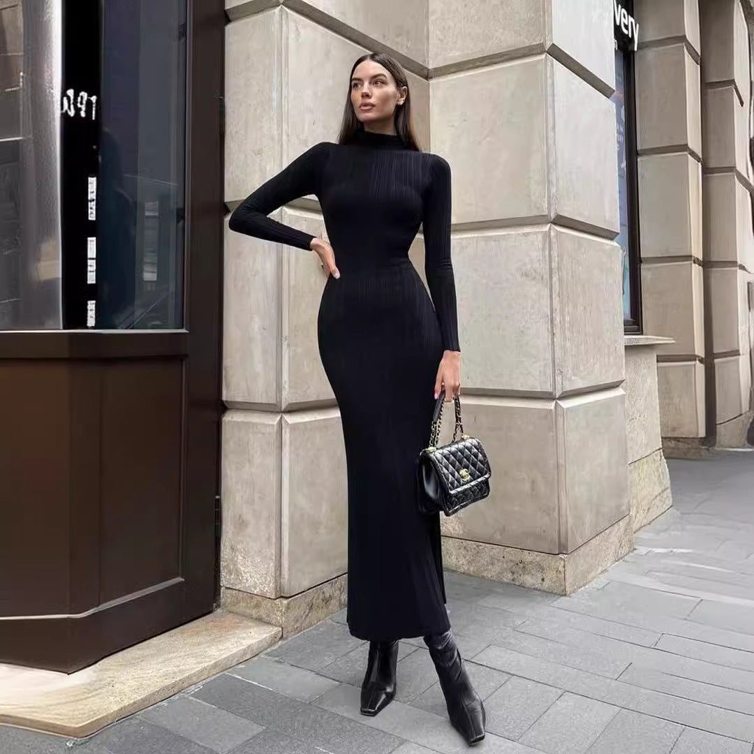 Women's Turtleneck Long Sleeve Tight Elegant French Style Skirts