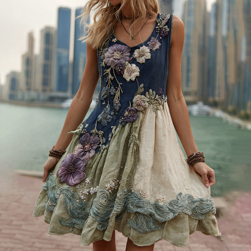 Temperament Fashionable Commuter Pleated Double A- Line Dress