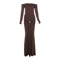 Women's Fashion Temperament Solid Color Long Sleeve Dress