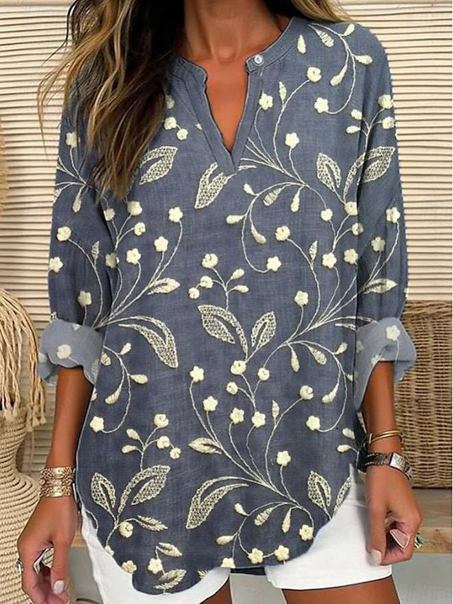 Classy Women's Small Buttons Curved Hem Women's T-shirt