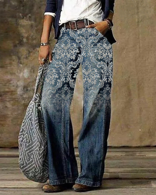 Women's Casual Imitation Wide Leg Trousers Women's Jeans